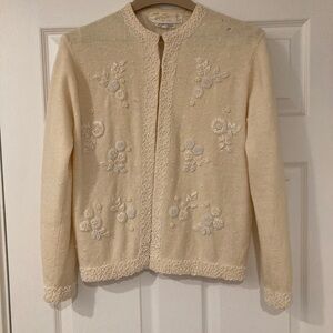 Elegant Cream Embroidered Women's Sweater